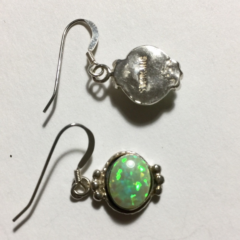 Opal & Sterling Silver Earrings - Picture 4 of 6